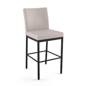 Perry Plus 30 in. Cream Faux Leather/Black Metal Bar Stool
