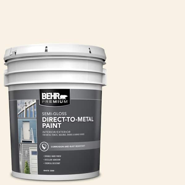 BEHR PREMIUM 5 gal. #YL-W09 Spun Cotton Semi-Gloss Direct to Metal Interior/Exterior Paint