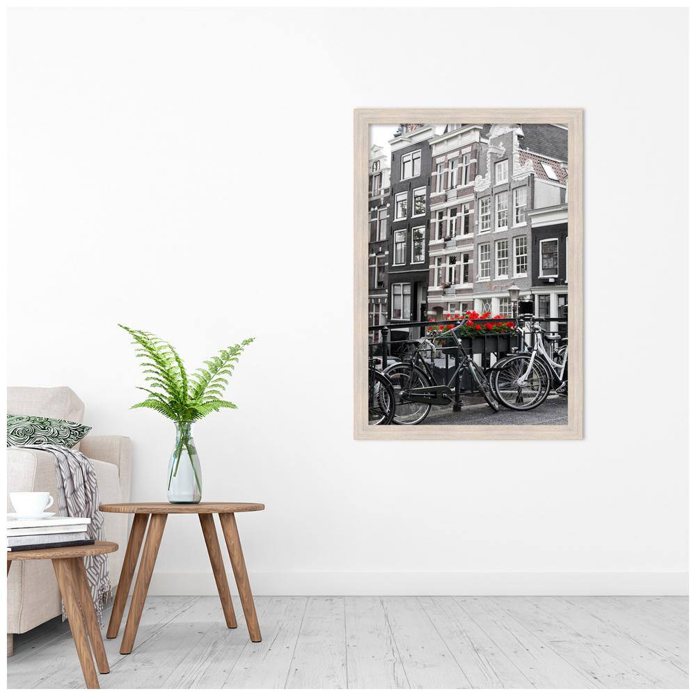 Hardwood Whitewash Narrow Wood Picture Frame 24x36 Inches