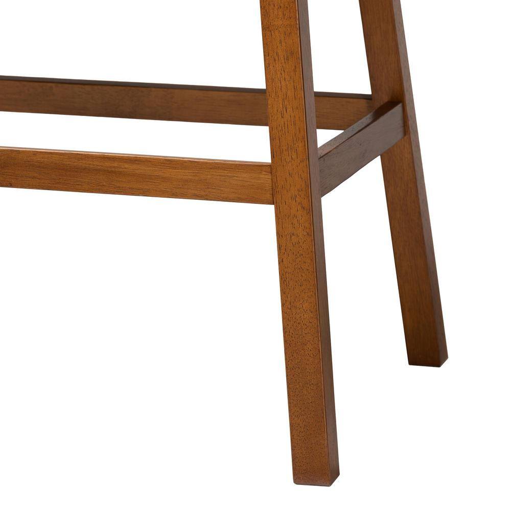 Light Beige Upholstered Walnut Wood Counter Stool