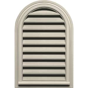 22 in. x 32 in. Round Top Plastic Built-in Screen Gable Louver Vent #089 Champagne