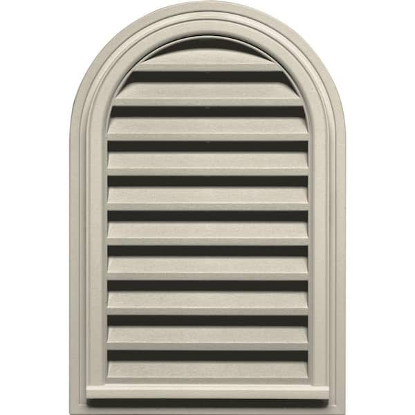 Builders Edge 22 in. x 32 in. Round Top Plastic Built-in Screen Gable Louver Vent #089 Champagne