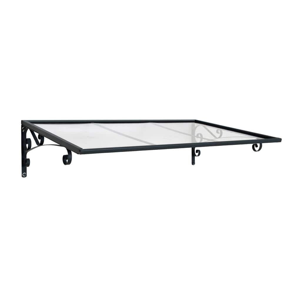 Venus 4' x 3' Clear Polycarbonate and Gray Aluminum Door Awning