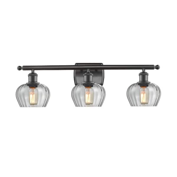 Fenton 26 in. 3-Light Oil Rubbed Bronze, Clear Vanity Light with Clear Glass Shade