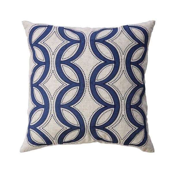 Furniture of America Whitecliff Beige and Indigo 20 in. x 20 in. Throw Pillow (Set of 2)