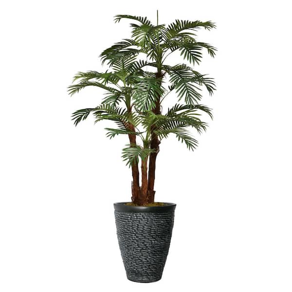 Vintage Home Vintage Home Artificial Faux Real Touch 7.17 ft. Tall Palm Tree With Eco-Paper Planter And Fiberstone Planter