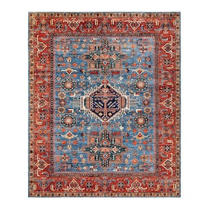 Light Blue 8 ft. 2 in. x 9 ft. 11 in. Serapi One-of-a-Kind Hand-Knotted Area Rug
