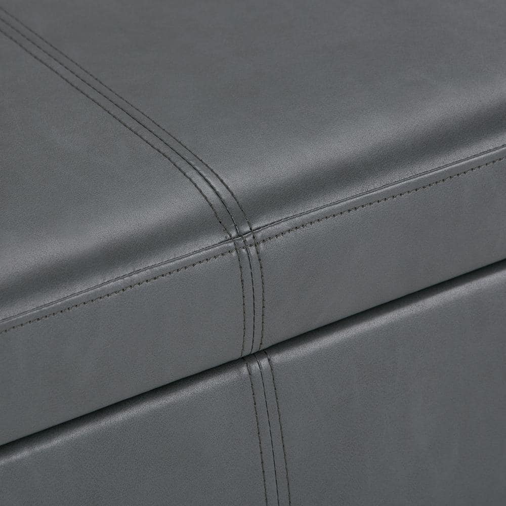 Stone Gray Contemporary Bench Ottoman with Inner Storage