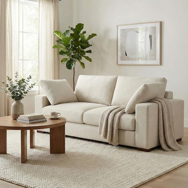 Simpli Home Charlie 78 inch Straight Arm Tightly Woven Performance