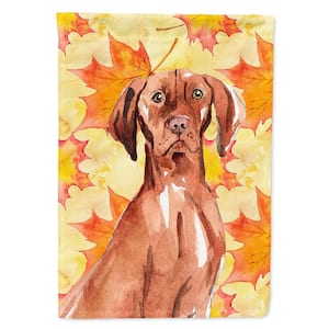 11 in. x 15-1/2 in. Polyester Fall Leaves Vizsla 2-Sided 2-Ply Garden Flag