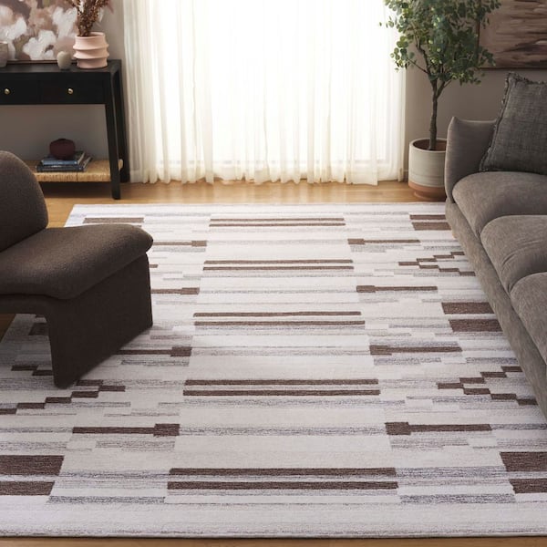Ebony 8 ft. x 10 ft. Brown/Ivory Tribal Area Rug