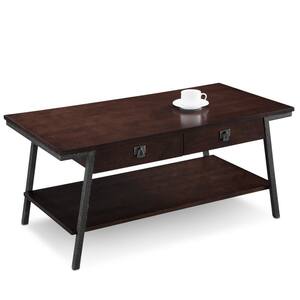 Empiria 44 in. Deep Walnut Medium Rectangle Wood Coffee Table with Drawers
