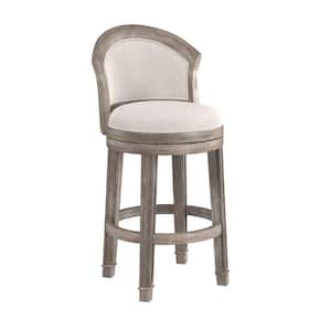 Monae 30 in. Distressed Dark Gray Swivel Bar Stool