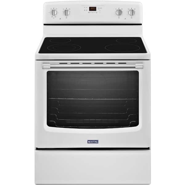 Maytag AquaLift 6.2 cu. ft. Electric Range with Self-Cleaning Oven in White with Stainless Steel Handle