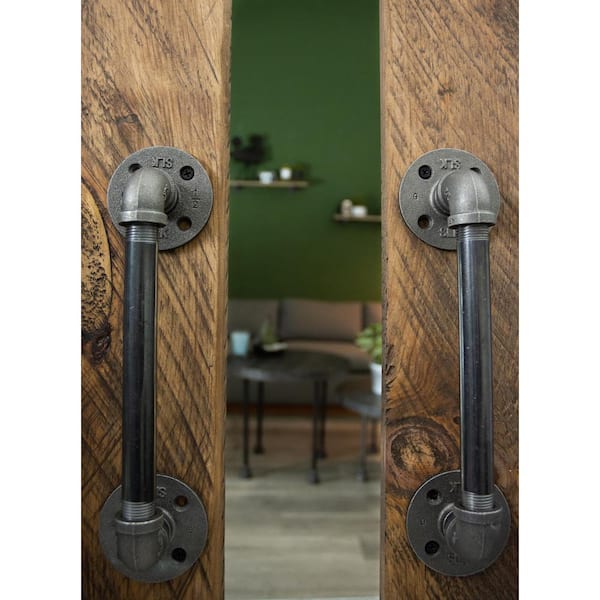 Rustic Industrial Pipe Décor Barn Door Handle, 6 Inch - Authentic