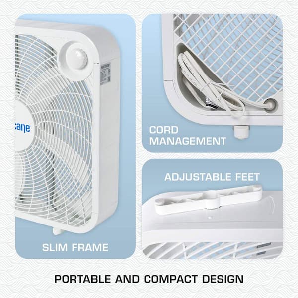 ホワイト クラシックファン Hurricane Classic Series 20 in. 3 fan speeds Floor Box Fan in