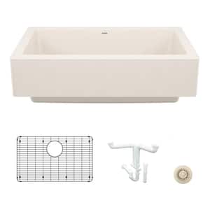 Vintera 30 in. Farmhouse/Apron-Front Single Bowl Soft White Granite Composite Kitchen Sink Kit with Accessories