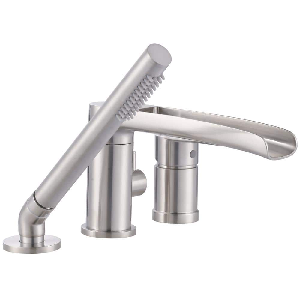 Waterfall Single-Handle Floor-Mount Roman Tub Faucet with Hand Shower, 3-Hole Bathtub Faucet in. Brushed Nickel price history on PriceWatchPro