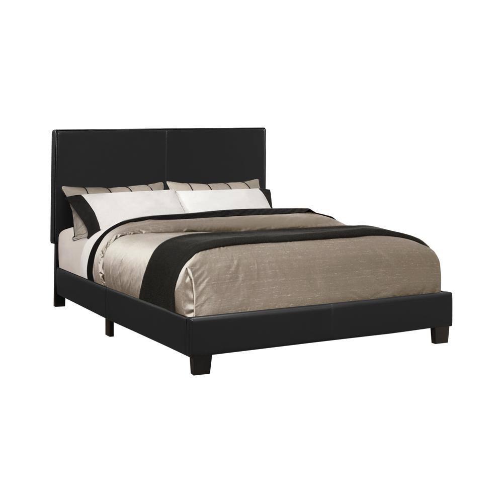 Elegant Full-Size Black Faux Leather Upholstered Platform Bed