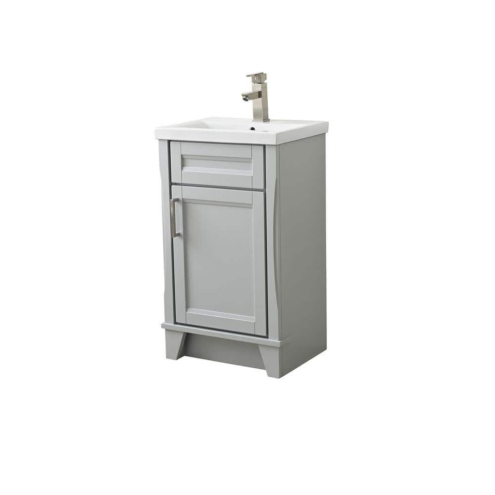 20" Light Gray Single Sink Vanity with White Ceramic Top