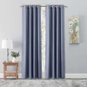 Cornflower blue Woven Grommet Room Darkening Curtain - 56 in. W x 63 in. L