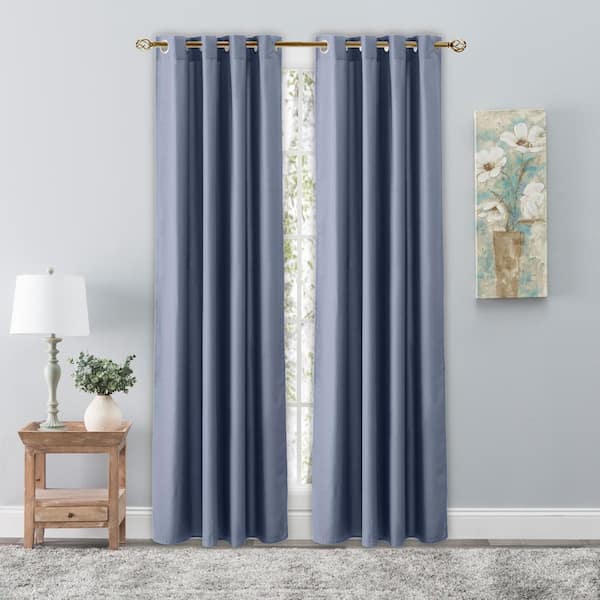 Cornflower Blue Woven Grommet Room Darkening Light Filtering Curtain (Single Panel) - 56 in. W x 96 in. L