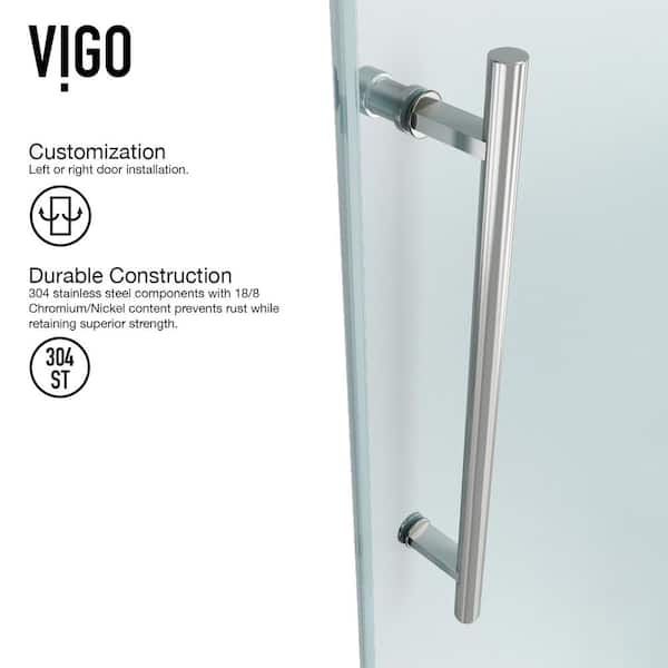 Winslow 35 in. L x 58 in. W x 74 in. H Frameless Sliding Rectangle Shower Enclosure in Stainless Steel with Clear Glass