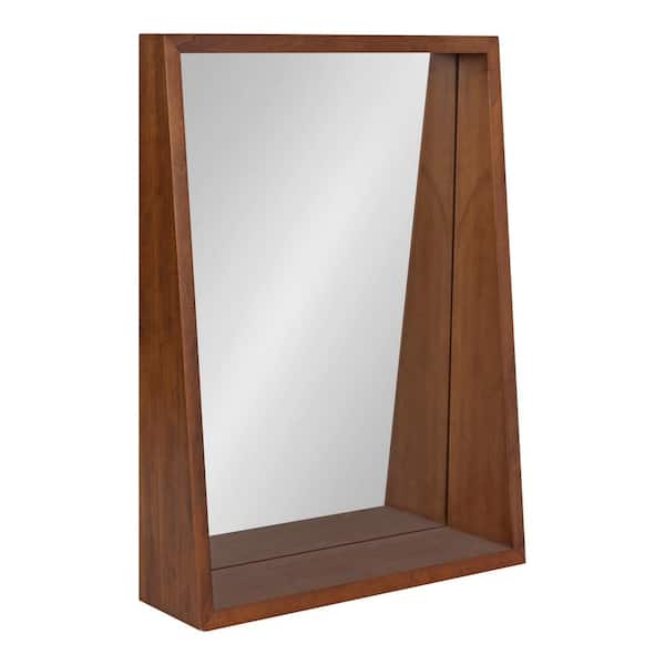 Kate and Laurel Hutton 24 in. x 18 in. Classic Rectangle Framed Walnut Brown Wall Mirror