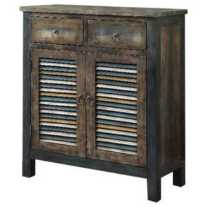 Amelia 15 in. Antique Oak and Teal 35 in. H Rectangle Wood Console Table with Drawers and Cabinet