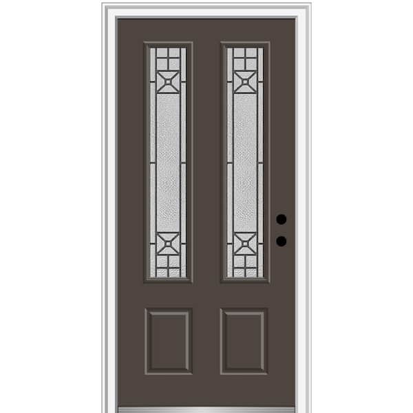 MMI Door 36 in. x 80 in. Courtyard Left-Hand 2-Lite Decorative Painted Fiberglass Smooth Prehung Front Door on 6-9/16 in. Frame