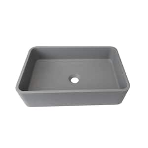 Rectangle Concrete Vessel Bathroom Sink in Gray without Faucet and Drain