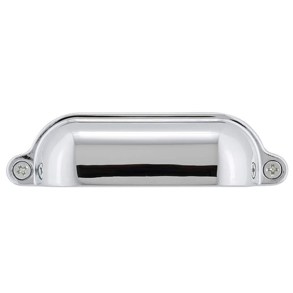Chrome Traditional Cup Pull with Mounting Hardware
