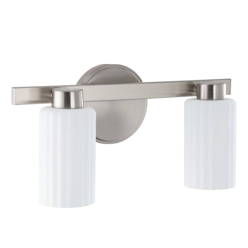 Bedminster 14-in. 2-light Brushed Nickel Vanity Light with Etched Opal Ribbed Glass Shades price history on PriceWatchPro