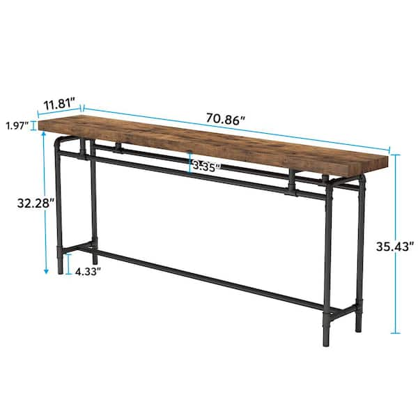 Tribesigns Catalin 70.9 in. Wood Vintage Brown Sofa Table