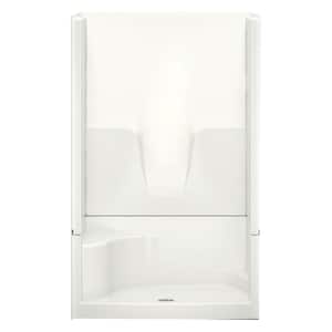 Remodeline 48 in. x 34 in. x 76 in. 4-Piece Shower Stall with Left Seat and Center Drain in Biscuit