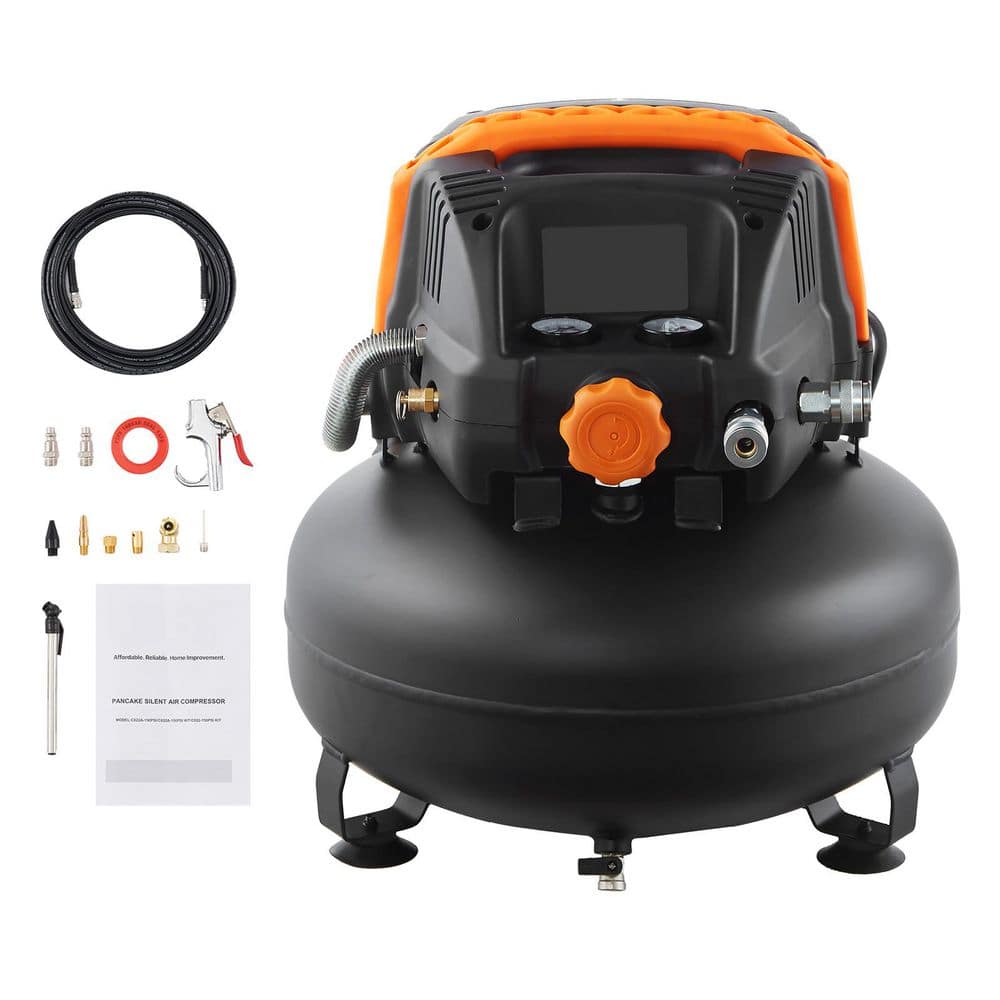6 Gal. Air Compressor, 1.7HP 2.3CFM@90PSI Portable Pancake Air Compressor & 150PSI Max Pressure, with 25ft. Air Hose price history on PriceWatchPro