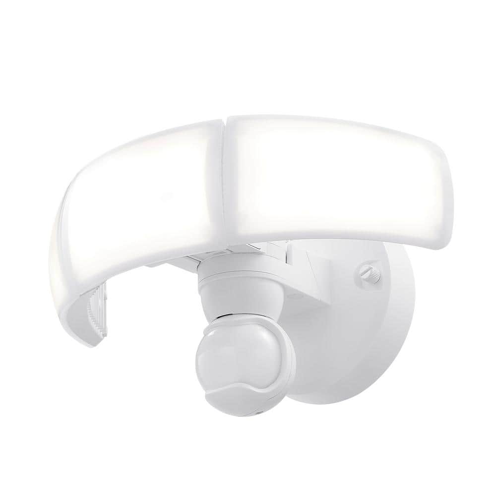 White Polycarbonate 3-Head Motion Sensor LED Security Flood Light