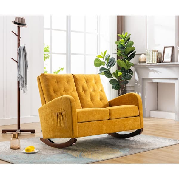 GOJANE Mustard Upholstery Living Room Comfortable Rocking Sofa Chair