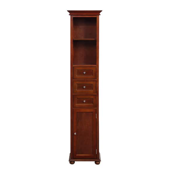 Hampton Harbor 15 in. W x 10 in. D x 68 in. H Brown Freestanding Linen Cabinet