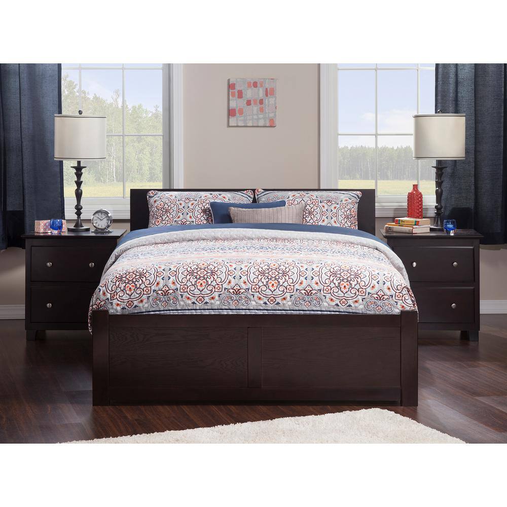 Orlando Espresso King Platform Bed with Wood Frame and Trundle