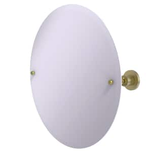 22 in. x 22 in. Astor Place Frameless Round Tilt Mirror with Beveled Edge in Satin Brass