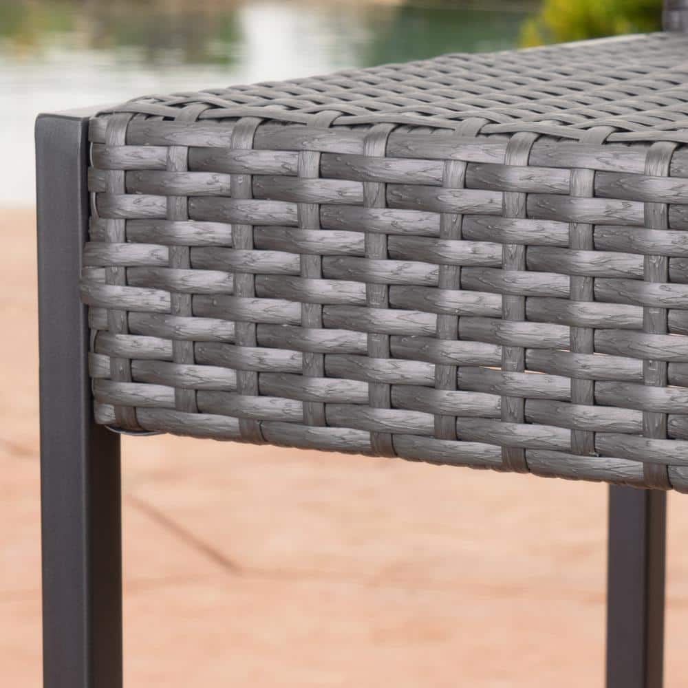 Cassidy Grey Wicker and Iron Bar Height Armless Barstools