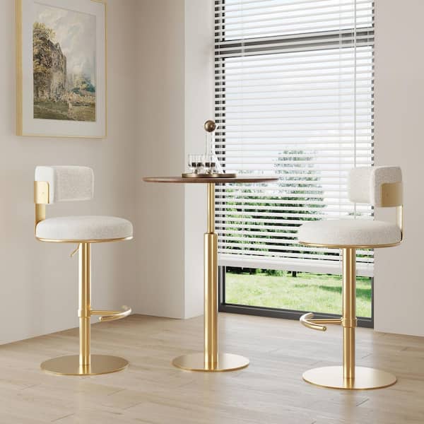 Zane Pearl Fabric Gas Lift Adjustable Swivel Barstool with Backrest for Kitchen or Home Bar (Set of 2)