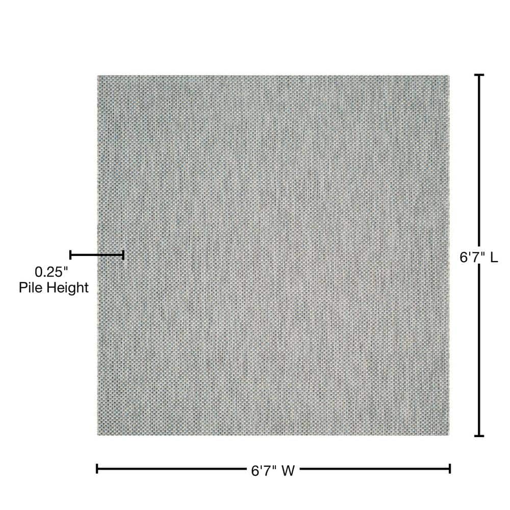 Navy and Grey Square Synthetic Outdoor Area Rug