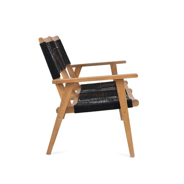 ITOPFOX Unfinished Wood Rope Seat Outdoor Lounge Chair in Black, 2-Seat for Patio, Backyard and Poolside H2SA10-2OT014 ITOPFOX Unfinished Wood Rope Seat Outdoor Lounge Chair in Black, 2-Seat for Patio, Backyard and Poolside H2SA10-2OT014