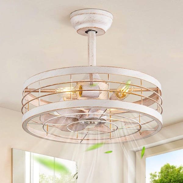 18 in. Indoor White Downrod Mount Ceiling Fan with Remote Control