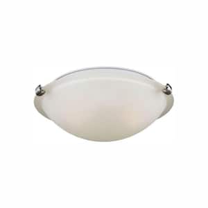 Clip Ceiling 2-Light Brushed Nickel Flush Mount with LED Bulbs