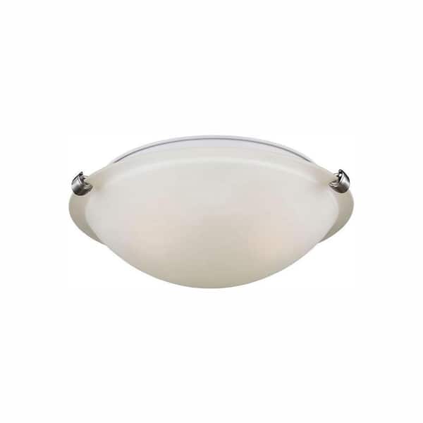 Generation Lighting Clip Ceiling 2-Light Brushed Nickel Flush Mount with LED Bulbs