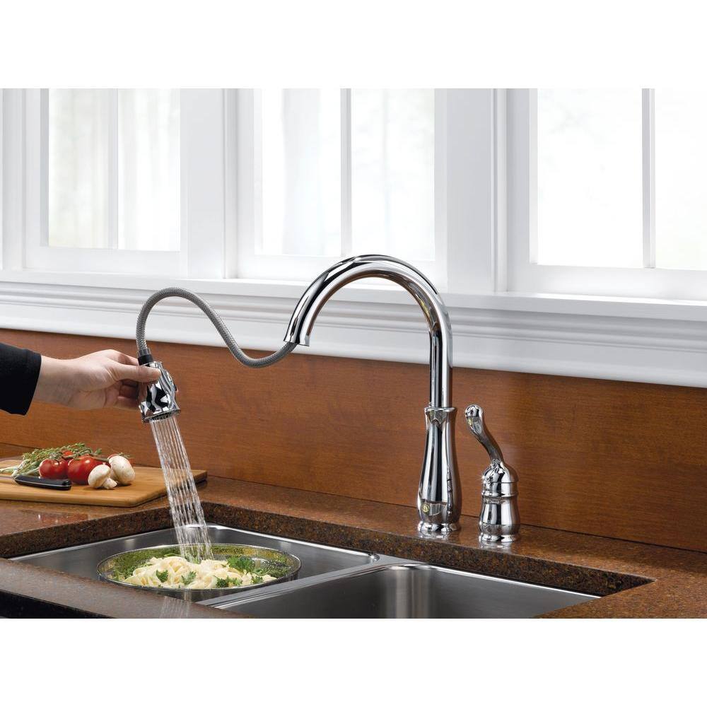 Chrome Pull-Down Kitchen Faucet with Spray and Deck Mount