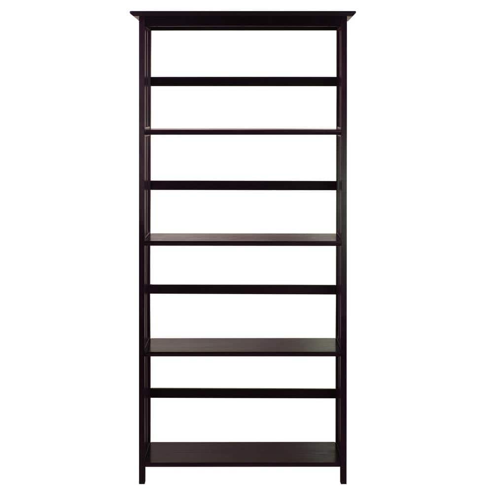 Espresso Brown Solid Wood 5-Shelf Mission Bookcase